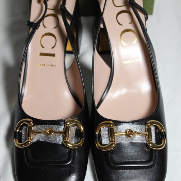 NWB Gucci GG Slingback Horsebit Pumps Heels Black 41.5 643892 - Picture 5 of 8
